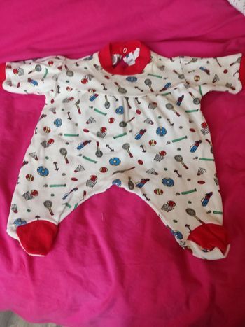 Pyjama bébé 1 mois blanc imprimé