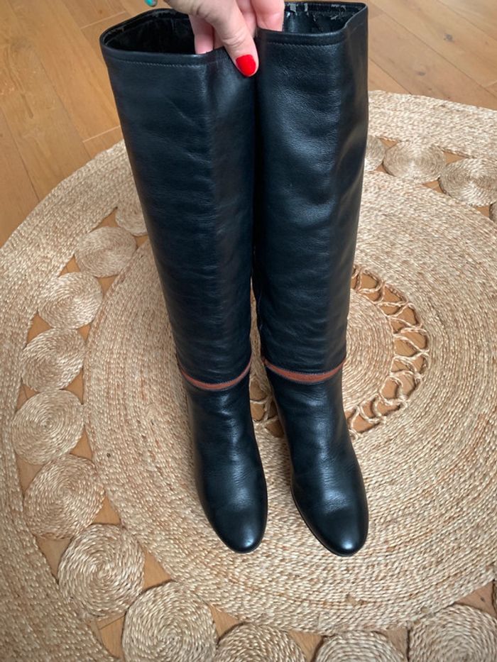 Superbe botte en cuir véritable noir Vintage | Pointure 38 - photo numéro 6