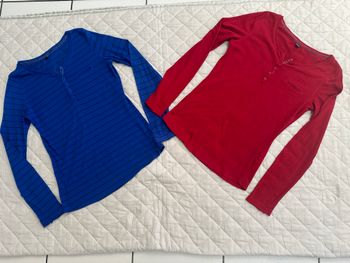 Lot de 2 sweat / tee shirt manches longues rouge et rayé bleu pimkie taille 34