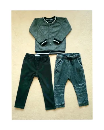 18/24 mois lot 1 gilet prince de galles 1 jean slim et 1 jogging délavé