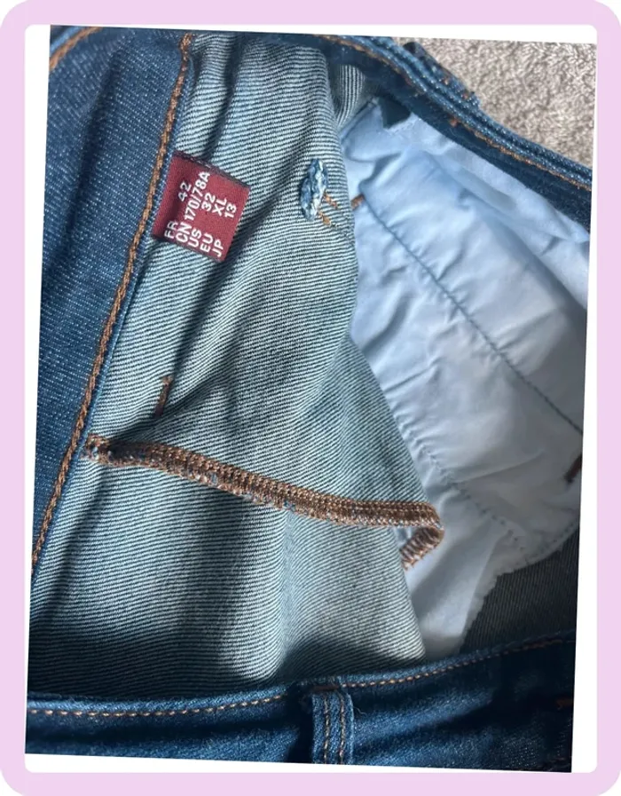 Jean foncé Comptoir des Cotonniers – Taille 42 / XL, boutons côtés, poches & anneaux ceinture - photo numéro 3