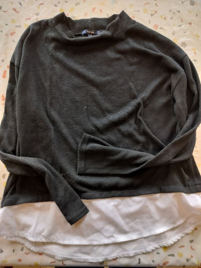 Haut noir kiabi xs effet chemise - photo numéro 2
