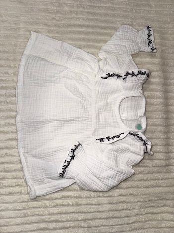 Blouse en coton - blanc et noir - tex - 6 mois - excellent état/comme neuf