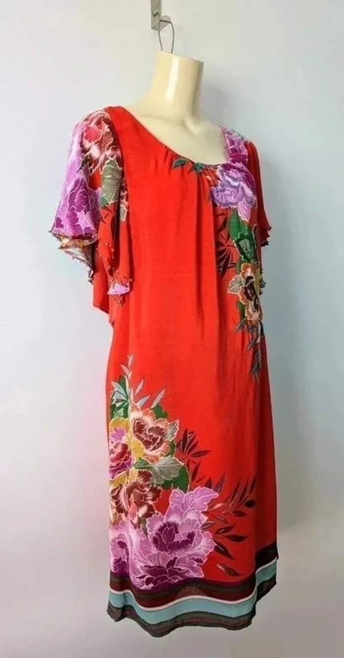 Robe chic brodée à fleurs - René Derhy - taille L - photo numéro 2