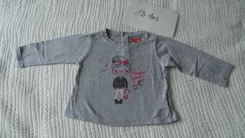 T-shirt manches longues gris 12 mois Tissaia