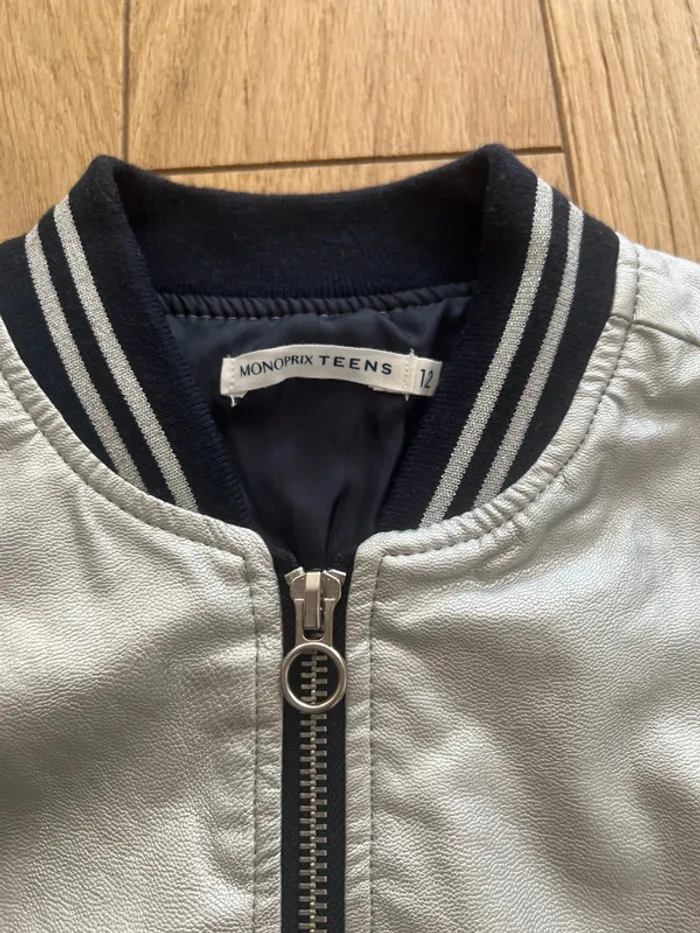 Veste bombers Monoprix teens 12 ans argenté neuf sans étiquette - photo numéro 2