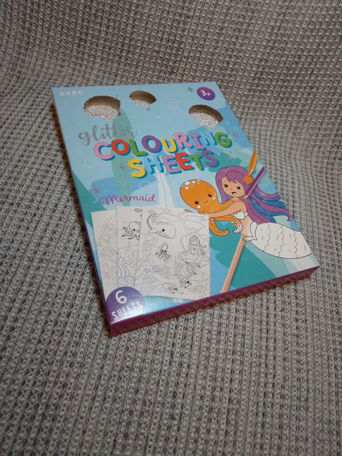 6 cartes pailletées à colorier + crayons "Sirènes" - photo numéro 8