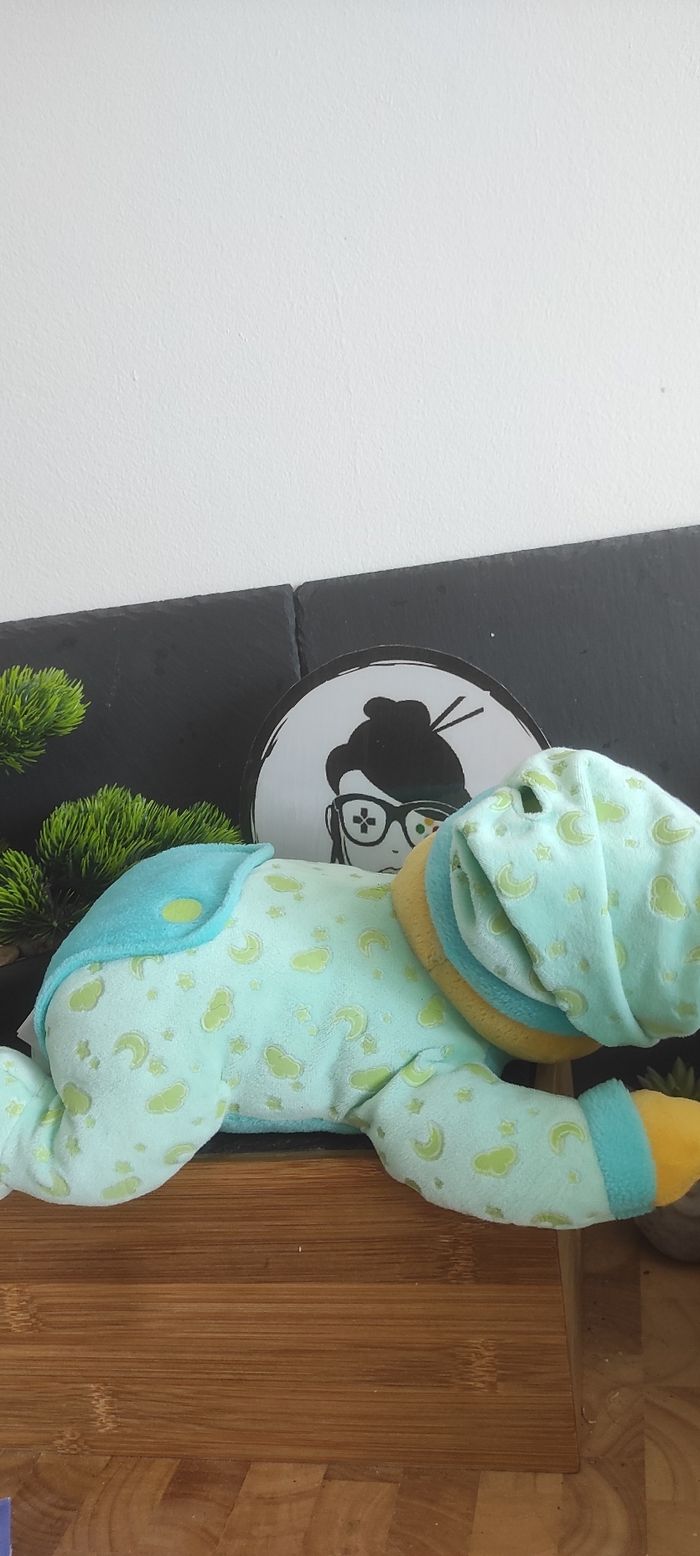 Doudou winnie l'ourson the pooh bleu turquoise violet nuages lunes phosphorescent - photo numéro 2