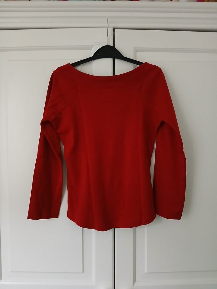 Haut ML col V rouge 34/XS - Camaïeu - photo numéro 2