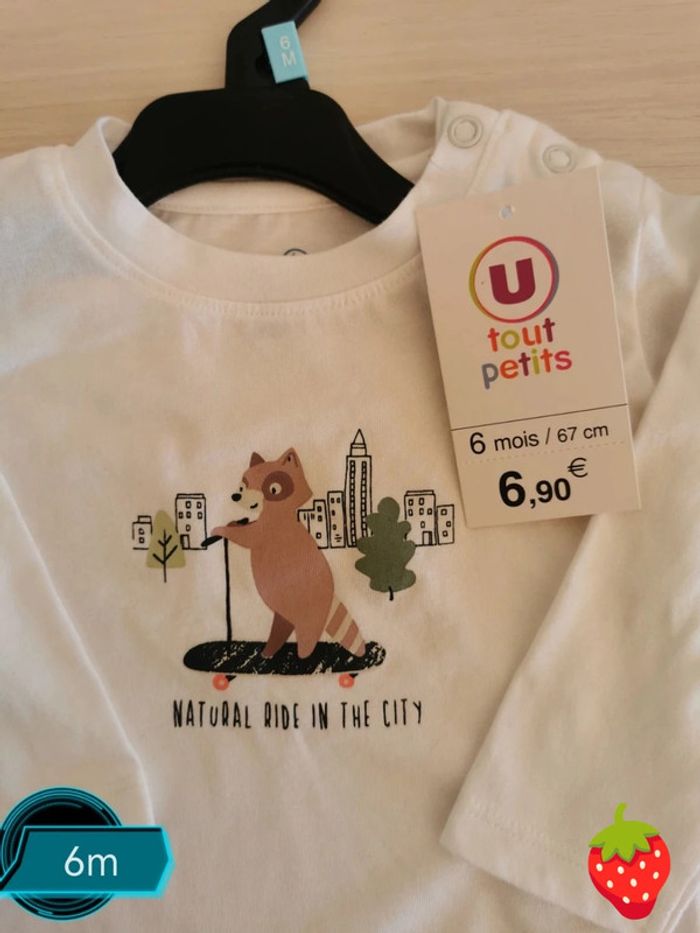 Joli tee-shirt manches longues 6 mois neuf avec étiquette - photo numéro 4