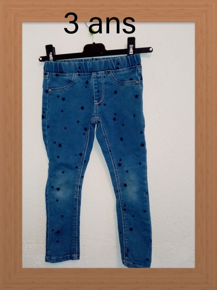 3 ans in extenso pantalon jeans a élastique imprimé "petite étoiles" /Excellent état - photo numéro 16