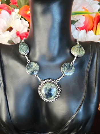 Collier en argent sterling 925 avec pierre kambaba