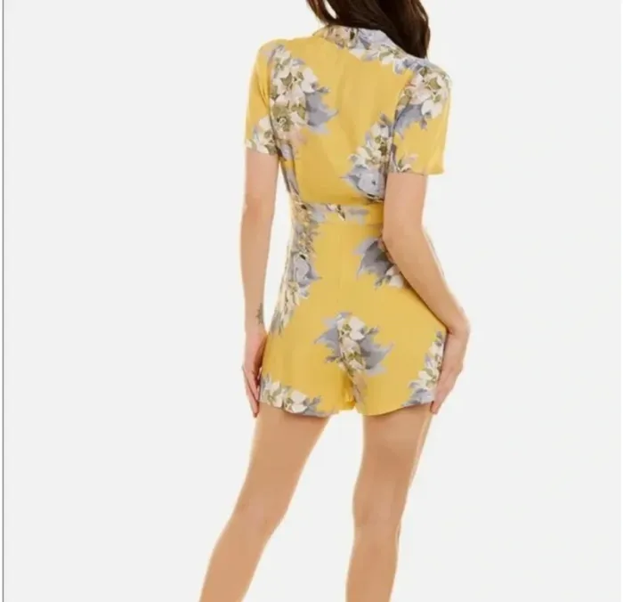 Combishort jaune fleurie frnch - photo numéro 3