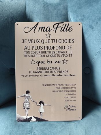 Plaque métal mère fille neuve 20x30cm