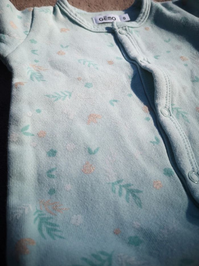 Pyjama léger vert pâle Gémo taille naissance - photo numéro 2
