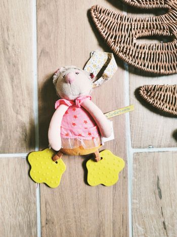 🌜Peluche doudou avec anneaux de dentition et hochet Luciole les Tartempois Moulin Roty