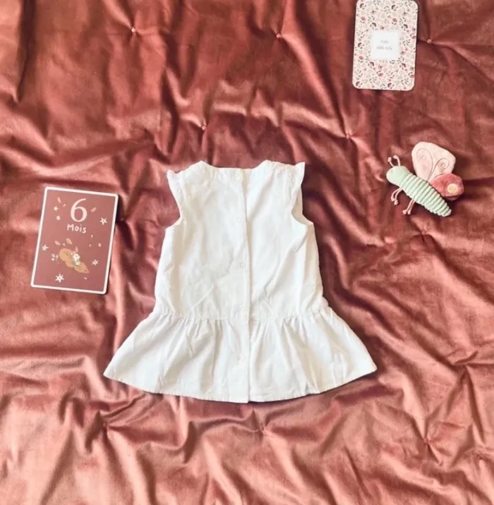 Robe Blanche volant en velours - photo numéro 2