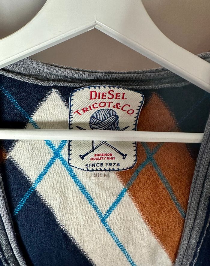 💜 Gilet motif écossais en tricot diesel taille M 💜 - photo numéro 3