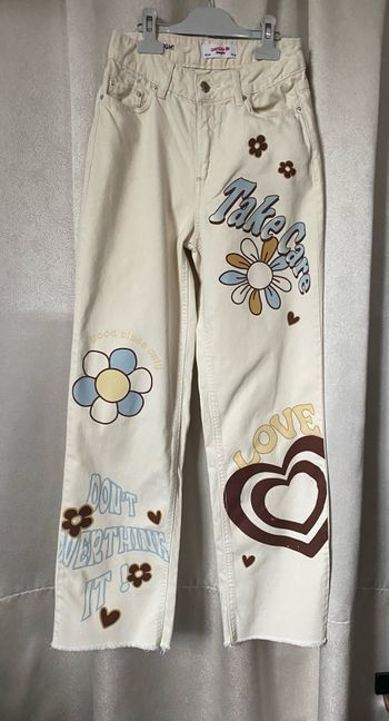 Jeans beige imprimé 34 Jennyfer