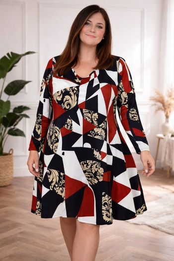 Robe baroque art abstrait rouge noir et blanc Femme Taille 54 marque Toscane  💍