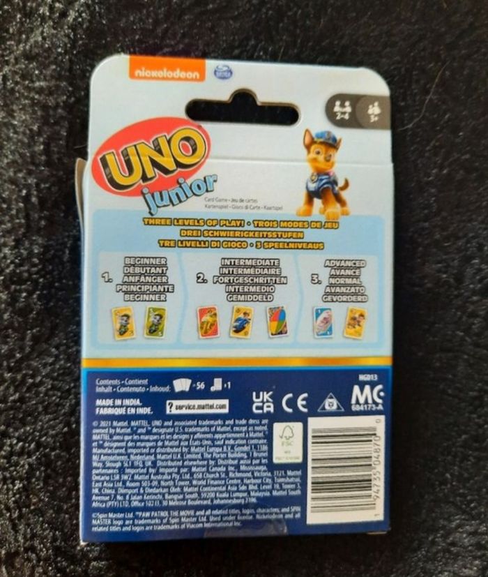 Jeu uno junior pat patrouille mattel neuf - photo numéro 2