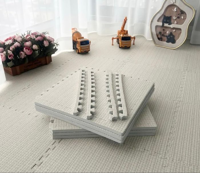 Lot de 24 tapis Puzzle - décoration lin  beige 180.01 * 120 * 0.6 cm - photo numéro 2