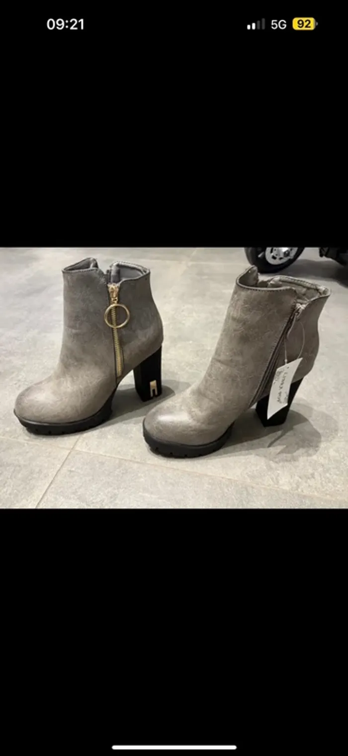 Bottes/bottines  talon noir/gris taille 38 Libra Pop nouvelle