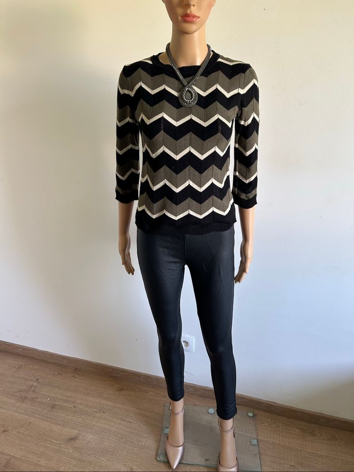 Pull court rayé Drôle de Copine taille S/M TBE - photo numéro 3