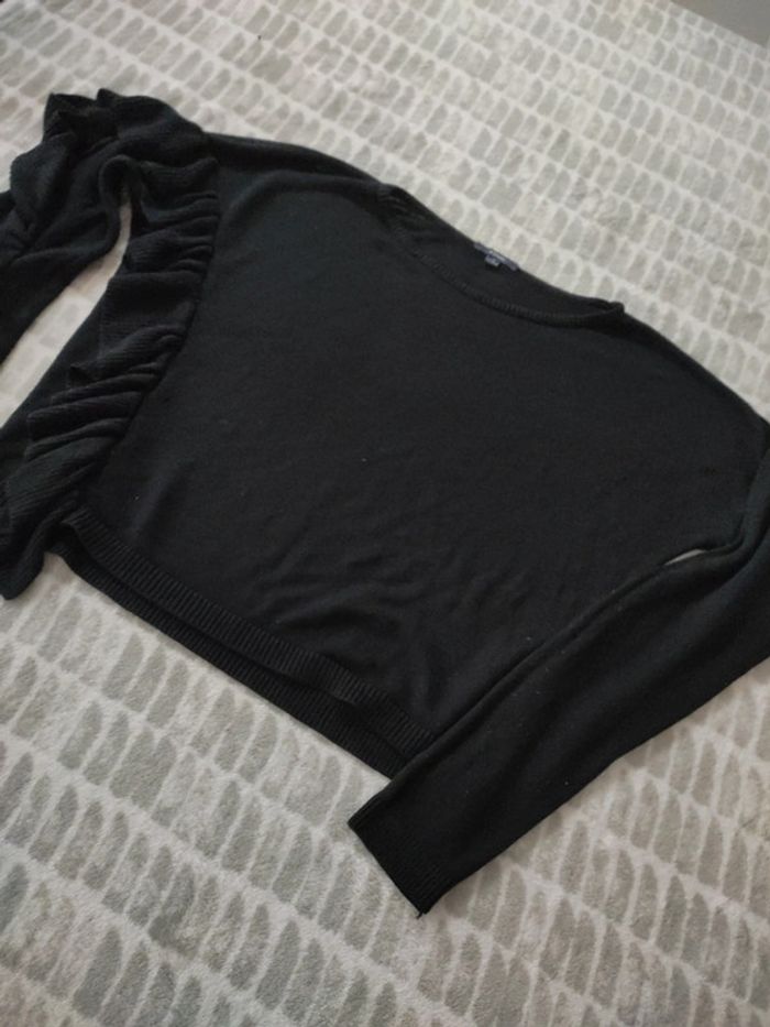Pull fin maille large fronce manches noir Kiabi taille 38 M - photo numéro 4