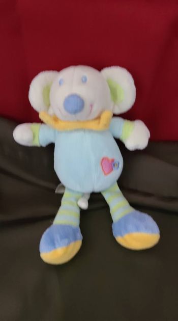 Doudou PELUCHE VETIR GEMO SOURIS COEUR FLEUR bleu vert jaune blanc