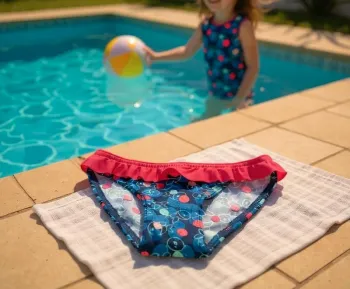 culotte maillot de bain bébé 6 mois neuf avec étiquette bleu rouge poisson DPAM