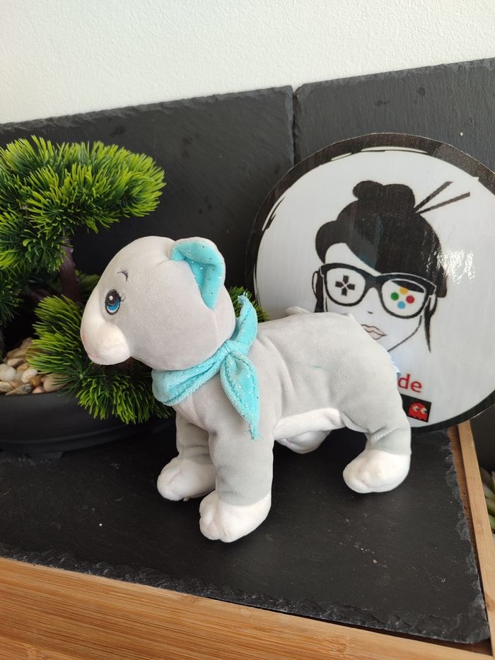 peluche doudou gipsy toys chat gris bleu foulard bandana blanc Paillettes 3464