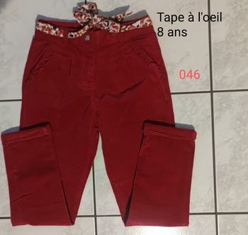 Pantalon rouge 8 ans