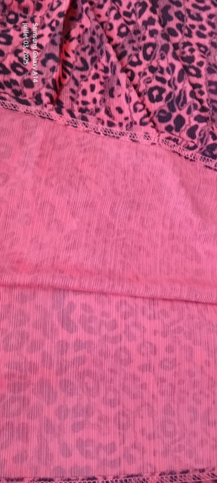 Tunique débardeur longue motif léopard avec broderies fuschia et noir femme XXL - photo numéro 17