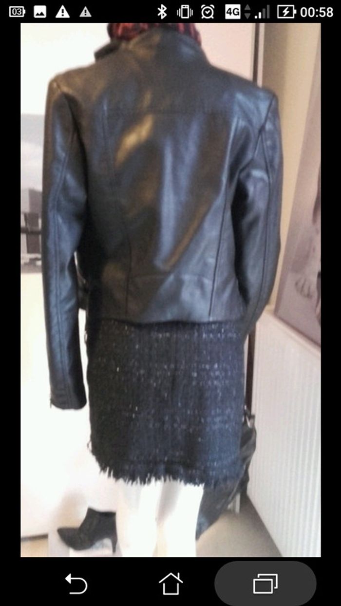 Jupe noire tweed aspect brillant etat neuf - photo numéro 2