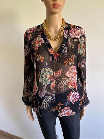 Blouse imprimée transparente à manches longues Morgan taille 34 excellent état