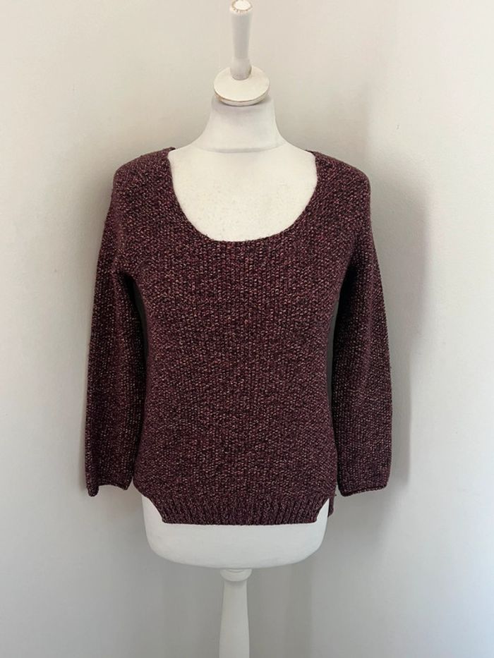 Pull en laine chiné bordeaux pailleté Maje S