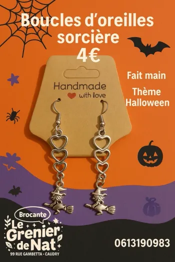 Boucles d'oreilles sorcière fantaisie