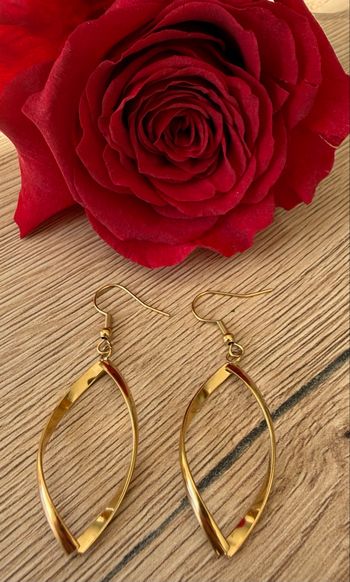 Boucles d’oreilles dorées et torsadées en acier inoxydable 