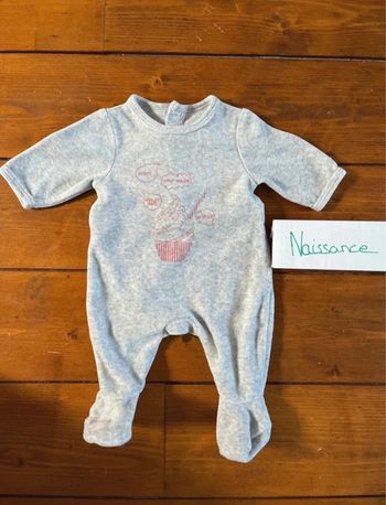 Pyjama gris taille naissance 50 cm