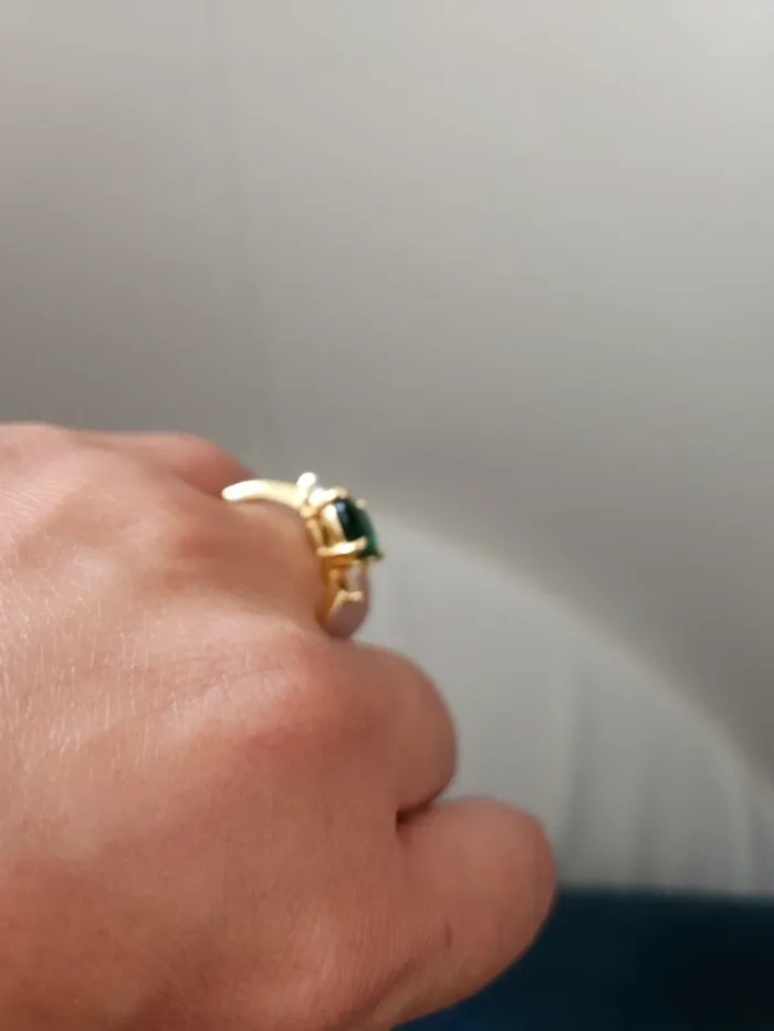 Bague plaqué t56 pierre verte - photo numéro 3