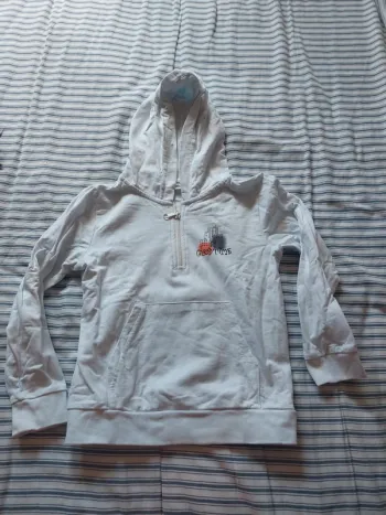 Sweat capuche blanc motif Just Have Fun