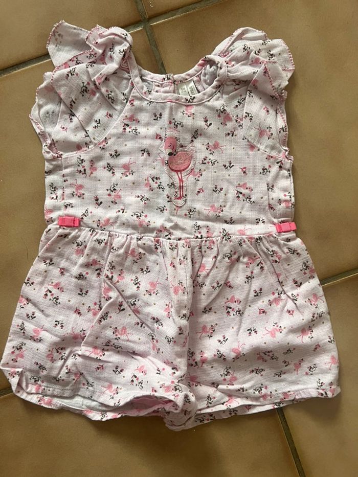 Combi short orchestra flamant rose taille 6 mois