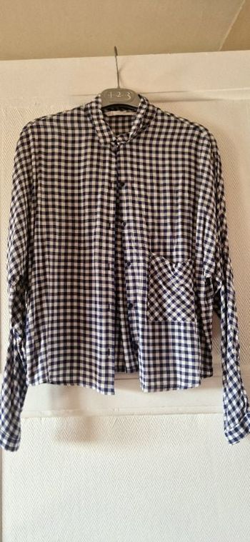 Chemise à carreaux bleu et blanc Trafaluc Zara