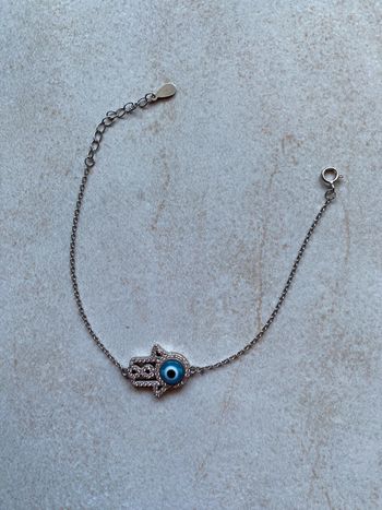 Bracelet argenté main de fatma et oeil