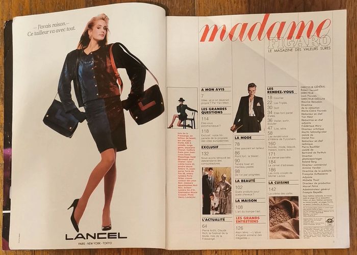 Ancien magazine Madame figaro couverture Inès de la fressange 1987 N°13403 Vintage - photo numéro 6