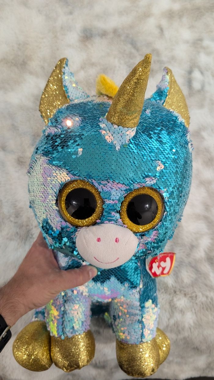 Peluche Ty Flippables Taille L Dazzle la licorne 41 cm neuve - photo numéro 3