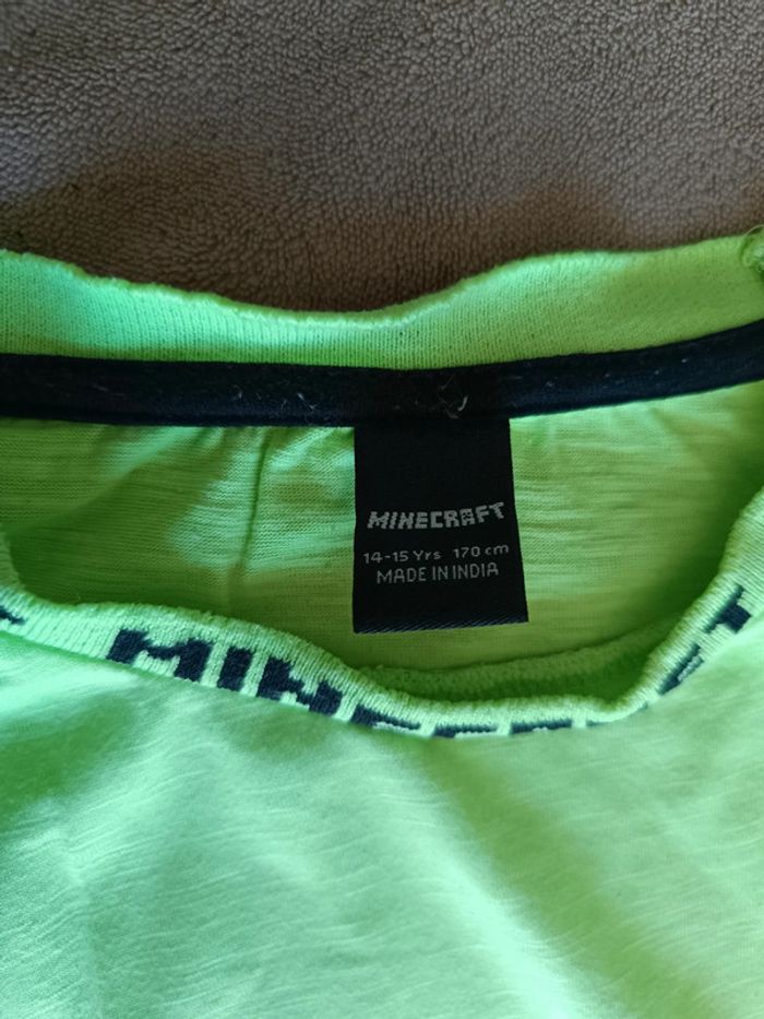 T-shirt jaune fluo Minecraft taille 14 ans - photo numéro 2