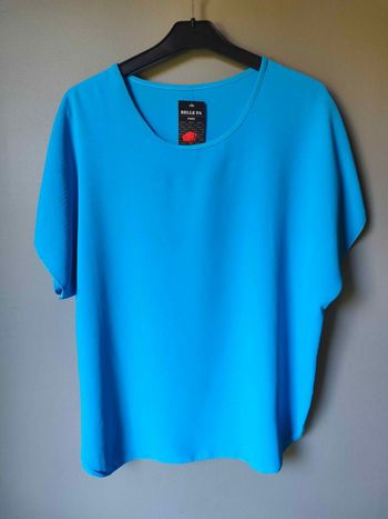 Haut blouse tee-shirt fluide Bleu Cyan/ Bleu ciel taille unique 36 au 44