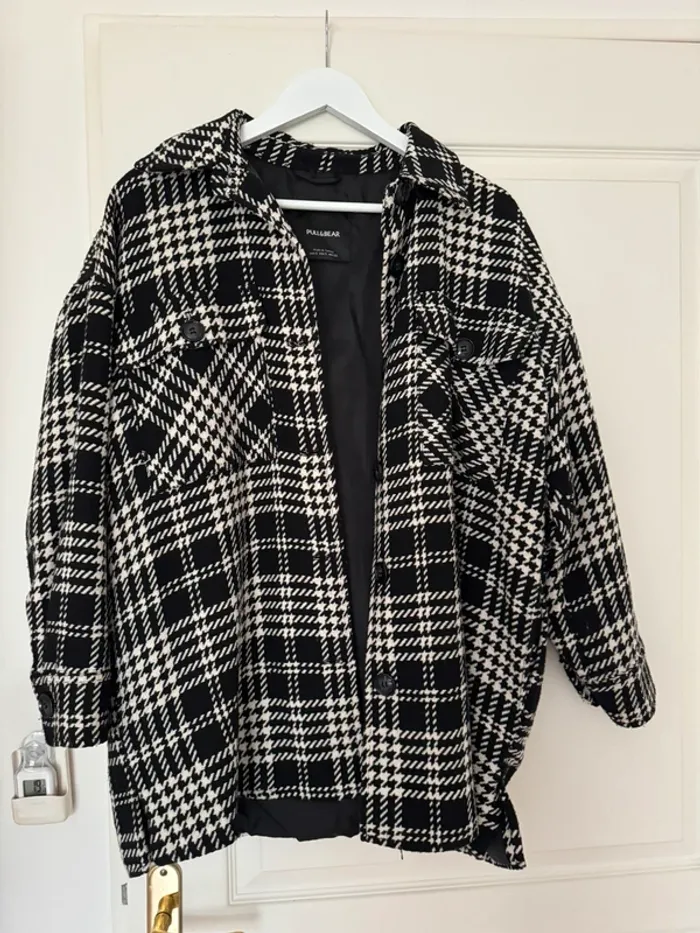 Veste longue carreaux oversize